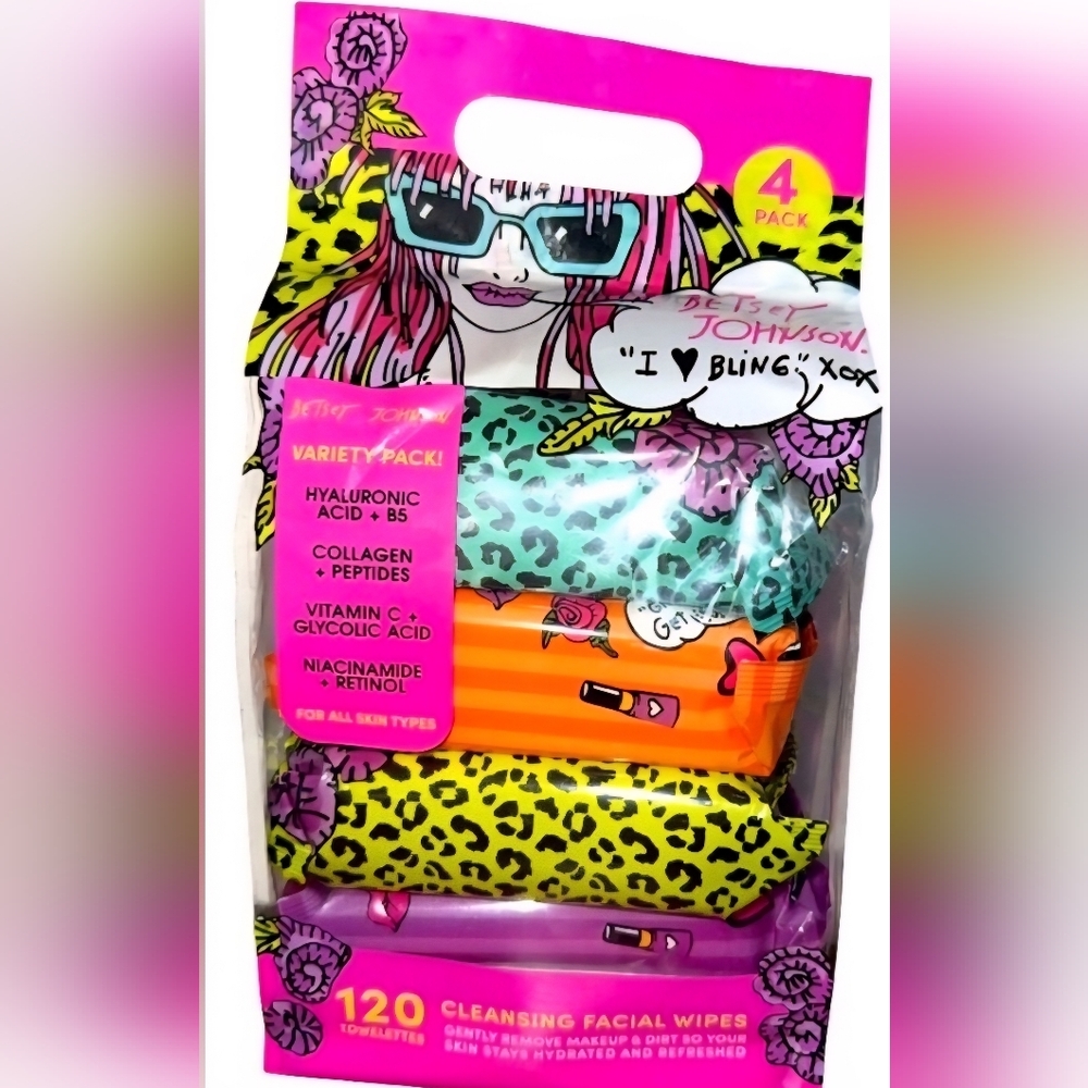 Betsey Johnson Cleansing Facial Wipes 4 Pack